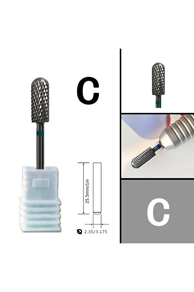 C Mini 5.35 Small Round Top Barrel Original Tungsten Steel Carbide Manicure Nail Drill Bit File Acc.