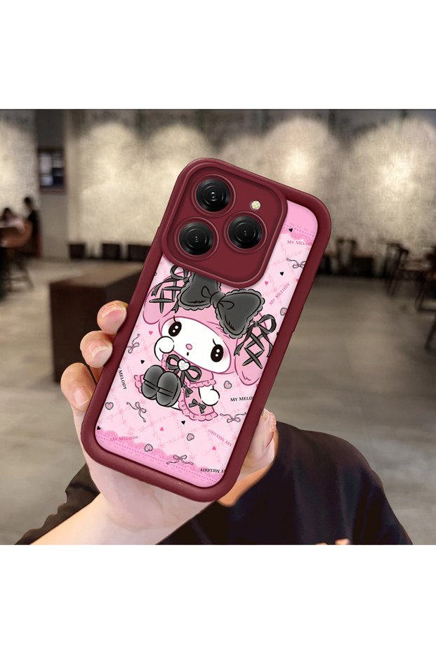 Tecno Spark 20 Pro 4g Compatible Case Camera Protector Cartoon Pattern Maroon Lover Couple Silicone Phone Case