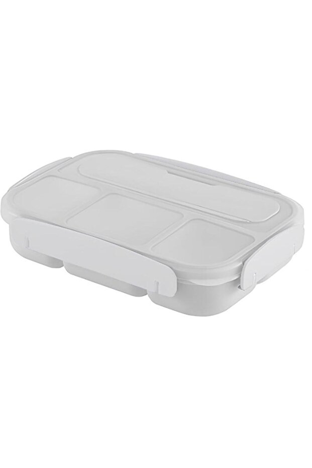 Lunch Box Rectangle with 4 Partition Grey