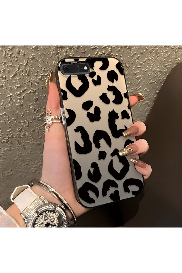 iPhone 7 Plus/8 Plus Compatible Black Leopard Print Silicone Phone Case, Shock Protection