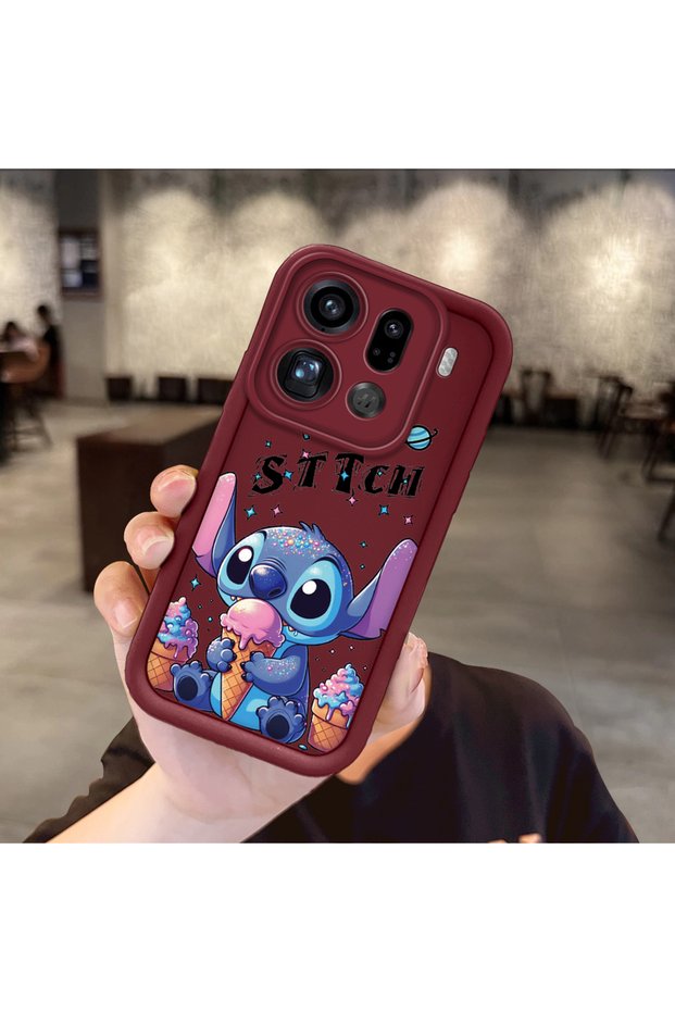 Oppo Find X9 Pro 5g Compatible Case Camera Protector Stitch Pattern Maroon Lover Couple Silicone Phone Case