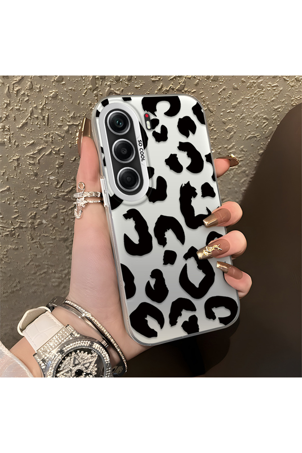 Tecno Camon 40 Compatible Black Leopard Print Silicone Phone Case, Shock Protection