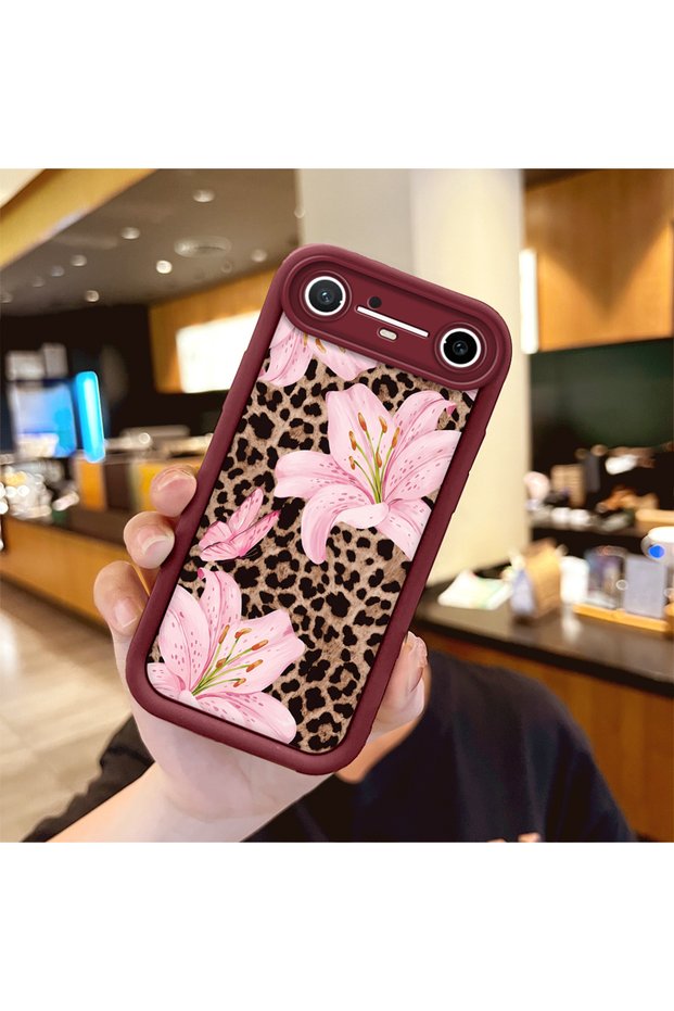 Tecno Spark Slim 5g Compatible Case Camera Protector Flower Case Maroon Lover Couple Silicone Phone Case