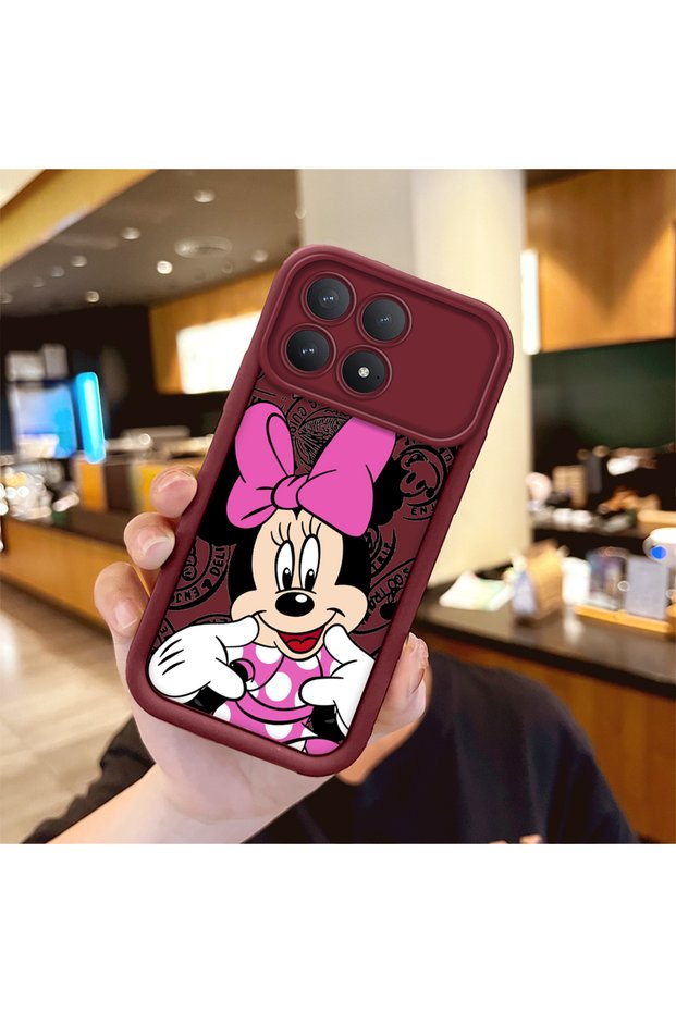 Poco F8 Pro 5g Compatible Case Camera Protector Cartoon Pattern Maroon Lover Couple Silicone Phone Case