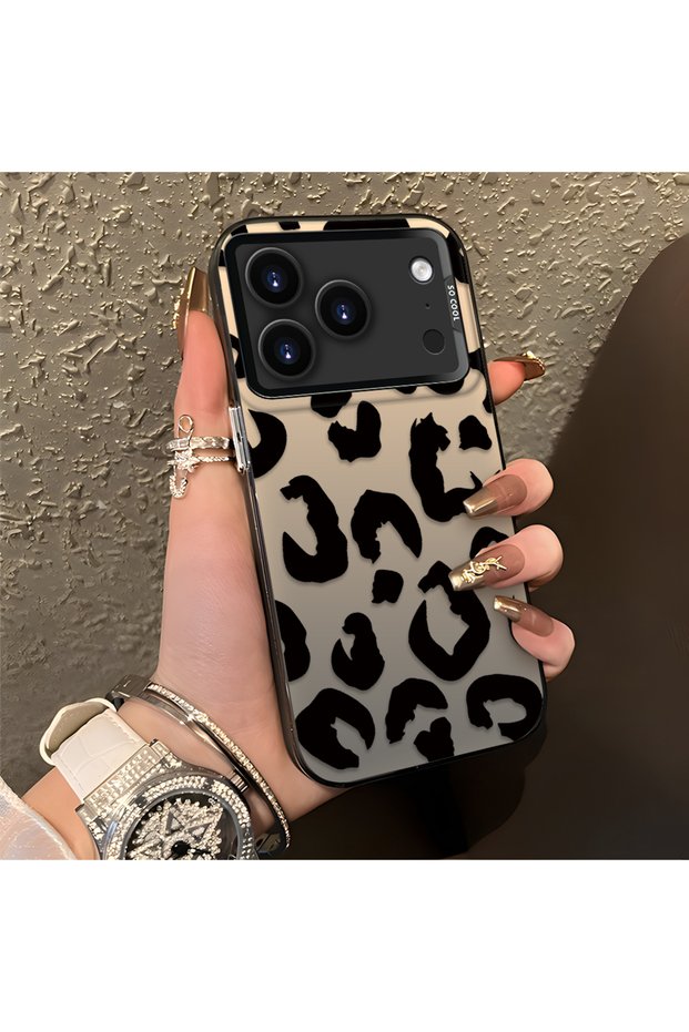 iPhone 17 Pro Compatible Black Leopard Print Silicone Phone Case, Shock Protection