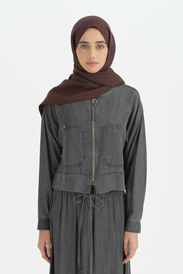 Cotton Naia Blend Natural Shawl - Plum