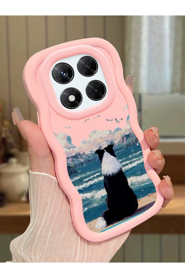Redmi Note 14 Pro 4g Compatible Case Camera Protector Pink Silicone Couple Phone Case Dog Pattern