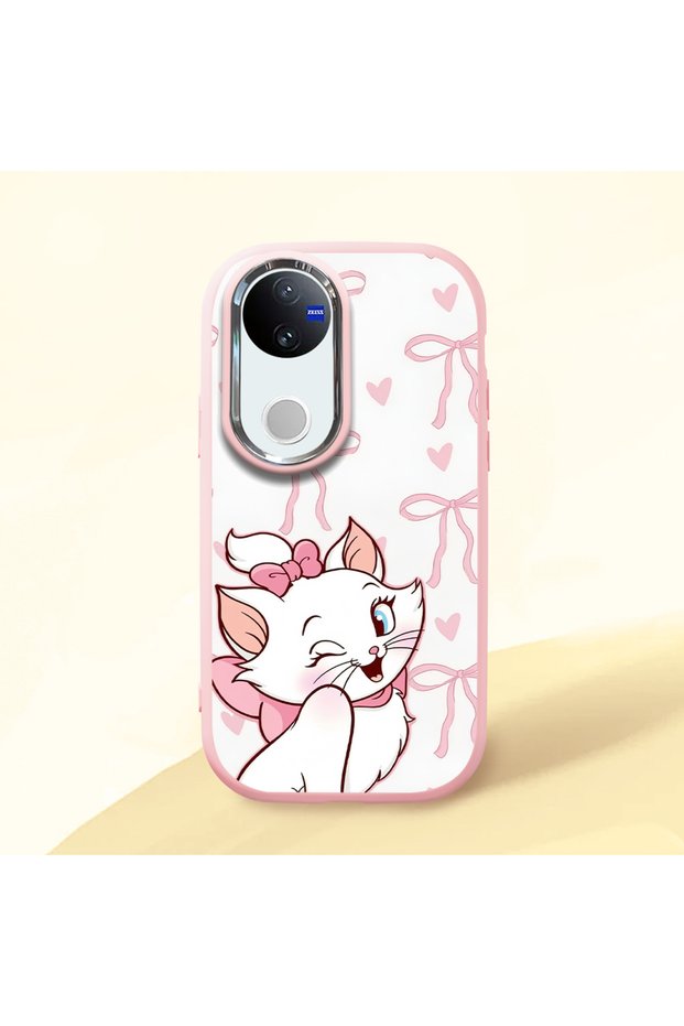 Vivo V50 Compatible Case Camera Protective Pink Cartoon Patterned Silicone Lover Couple Phone Case