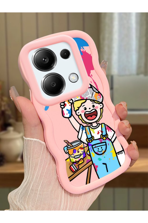 Redmi Note 13 Pro 4g Compatible Case Camera Protection Pink Silicone Lover Couple Phone Case Cartoon Pattern