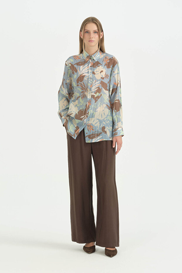 Patterned Tunic Trouser Set - Light Blue