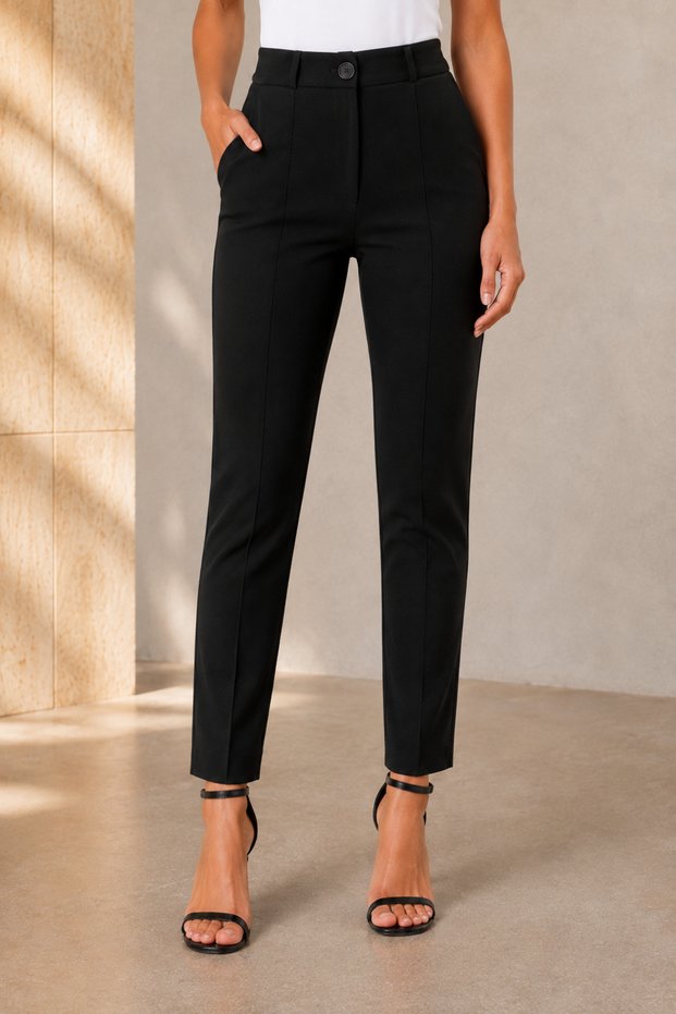 Women's Grass Green Detailed Skinny High Waist Ankle Length Trousers