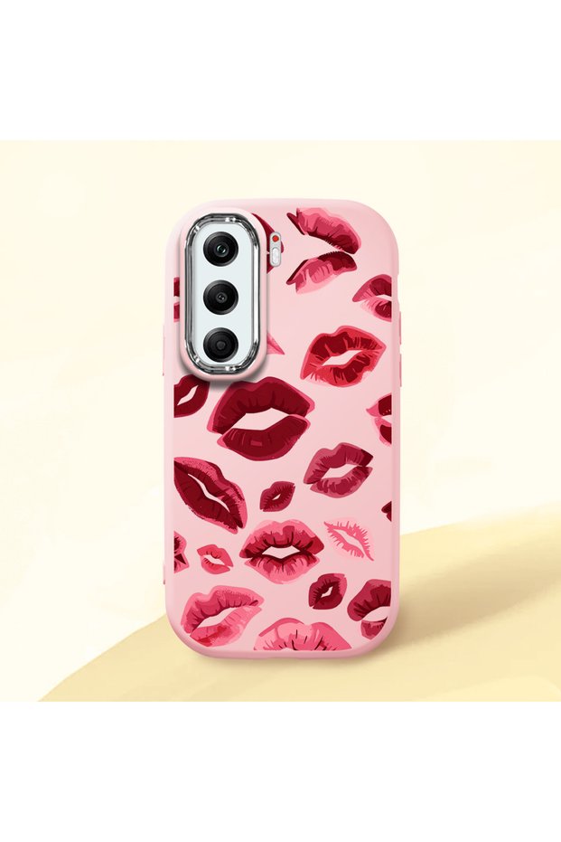Tecno Camon 40 Pro 5g Compatible Case Camera Protective Pink Kiss Pattern Silicone Lover Couple Phone Case