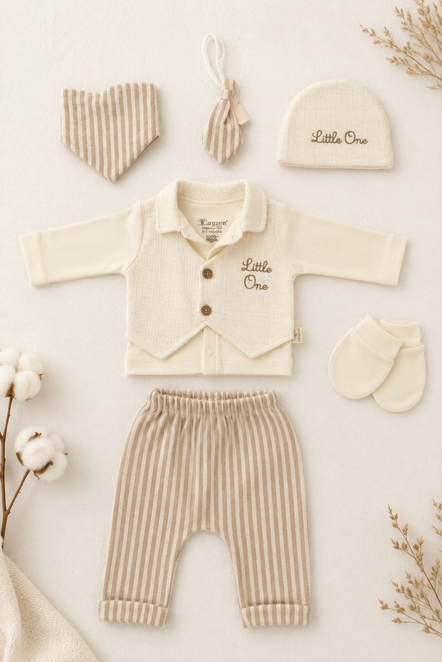 Baby Boy 5-Piece Hospital Discharge Set with Tie Detail