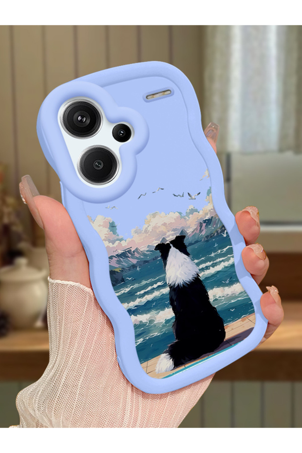 Redmi Note 13 Pro Plus 5g Compatible Case Camera Protector Blue Silicone Couple Phone Case Dog Pattern