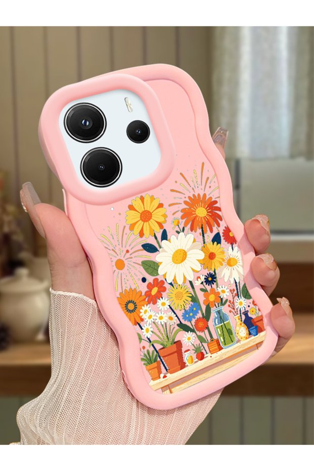 Case for Redmi Note 14 4g Compatible Case Camera Protector Pink Silicone Lover Couple Phone Case Floral Case