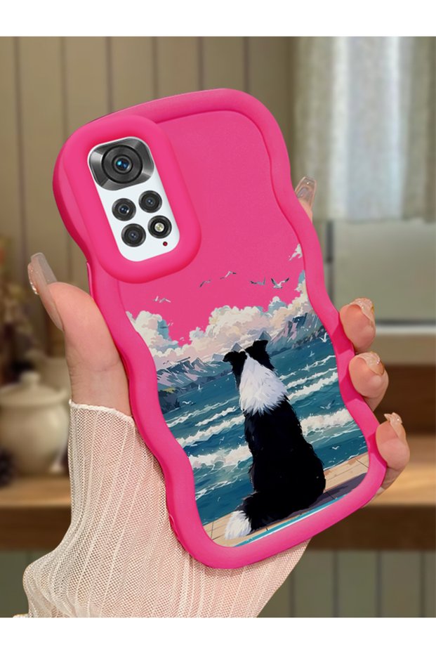 Redmi Note 11S Compatible Case Camera Protector Red Silicone Lover Couple Phone Case Dog Pattern