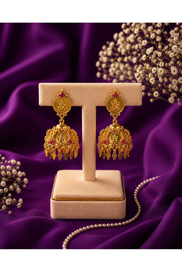 Lakshmi Coin Ilakkathali Earrings