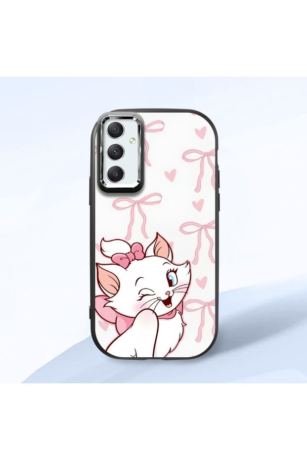 Samsung Galaxy A34 Compatible Case Camera Protective Black Cartoon Patterned Silicone Beloved Couple Phone Case