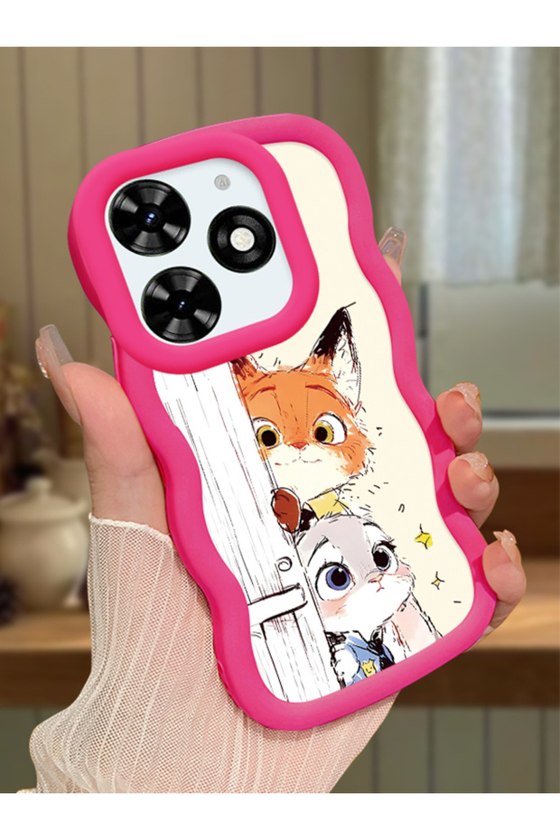Tecno Spark 20C Compatible Case Camera Protector Red Silicone Lover Couple Phone Case Cartoon Pattern