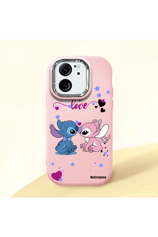 Mi 13t Pro Compatible Case Camera Protective Pink Stitch Patterned Silicone Lover Couple Phone Case