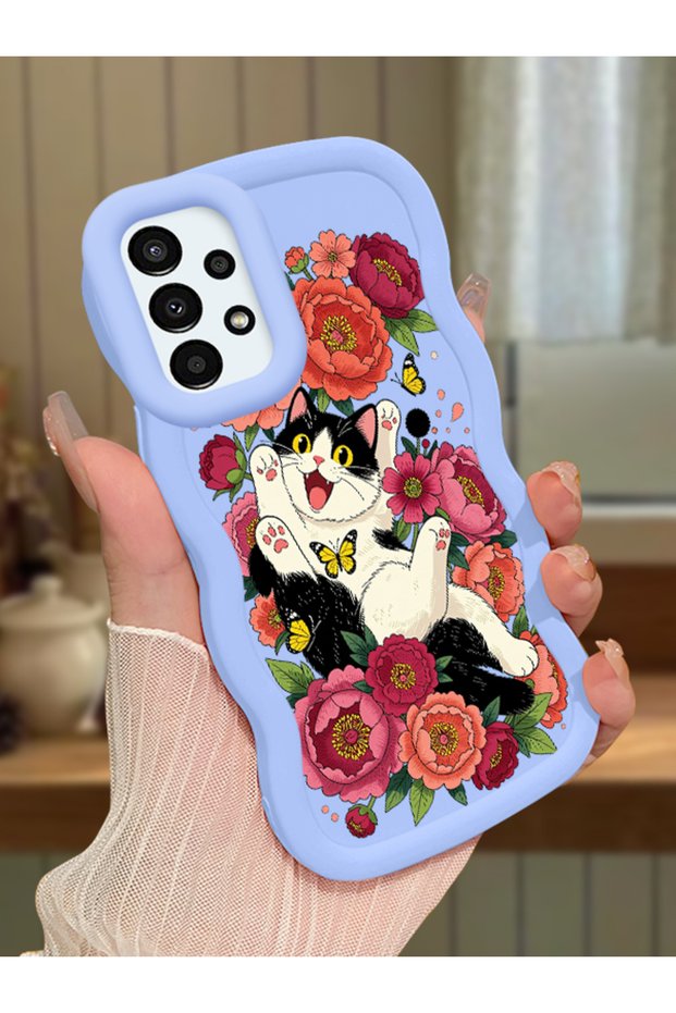 Samsung Galaxy A13 4g Compatible Case Camera Protective Blue Silicone Lover Couple Phone Case Cat Case