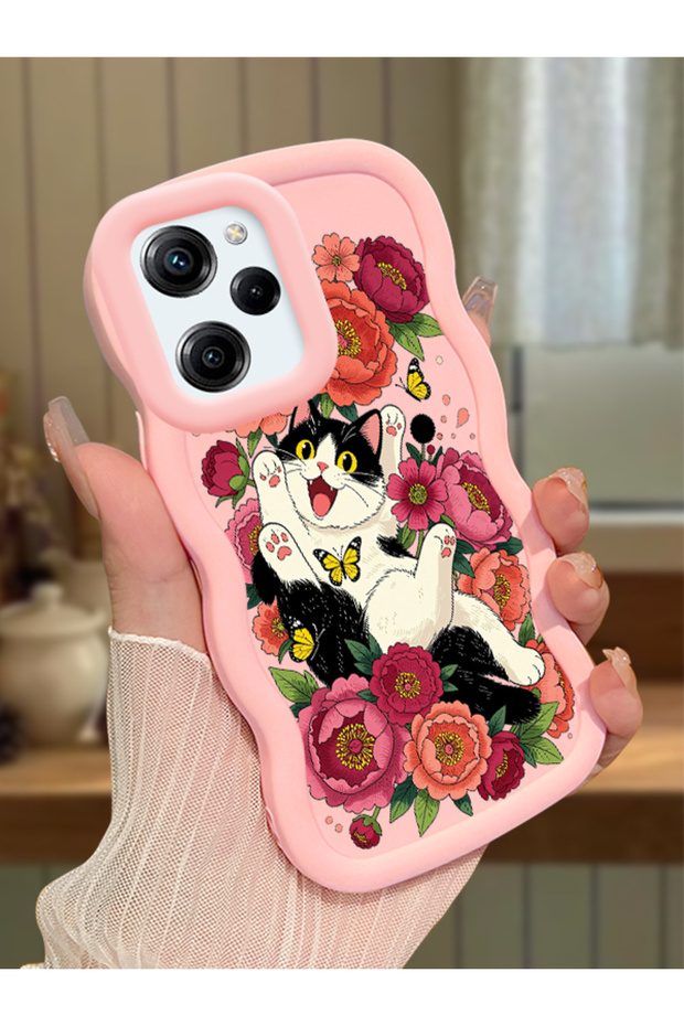 Poco X5 Pro 5g Compatible Case Camera Protector Pink Silicone Lover Couple Phone Case Cat Case