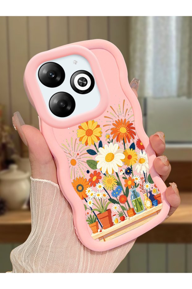 Infinix Smart 8 Pro Compatible Case Camera Protective Pink Silicone Dear Couple Phone Case Floral Case