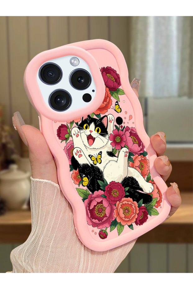 iPhone 14 Pro Compatible Case Camera Protector Pink Silicone Lover Couple Phone Case Cat Case