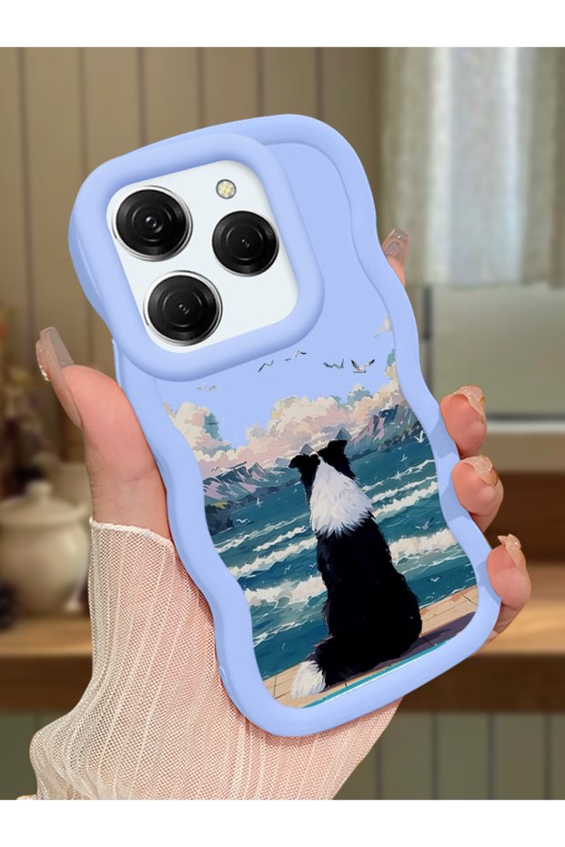 Tecno Spark 20 Pro Compatible Case Camera Protector Blue Silicone Lover Couple Phone Case Dog Pattern