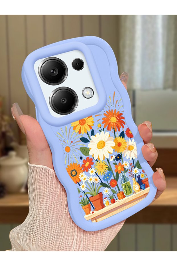 Redmi Note 13 Pro 4g Compatible Case Camera Protective Blue Silicone Lover Couple Phone Case Floral Case