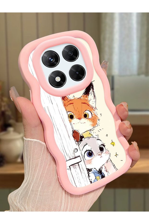 Redmi Note 14 Pro 4g Compatible Case Camera Protective Pink Silicone Couple Phone Case Cartoon Pattern