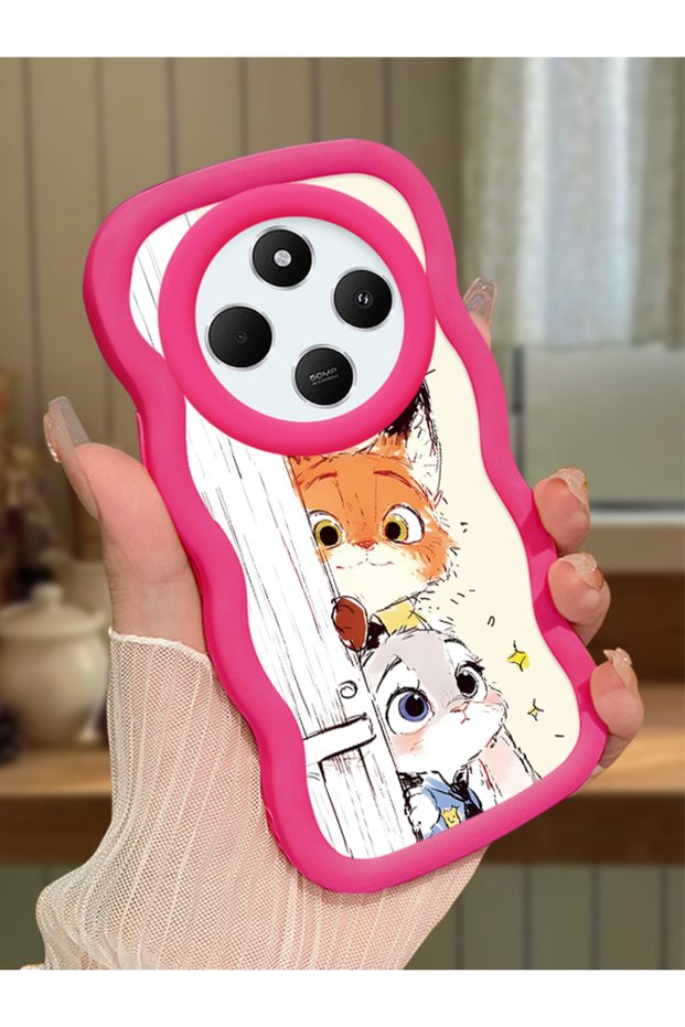 Redmi 14C Compatible Case Camera Protective Red Silicone Lover Couple Phone Case Cartoon Pattern