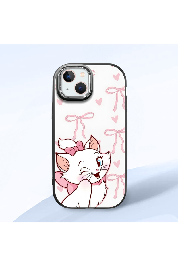 iPhone 14 Plus Compatible Case Camera Protector Black Cartoon Pattern Silicone Lover Couple Phone Case