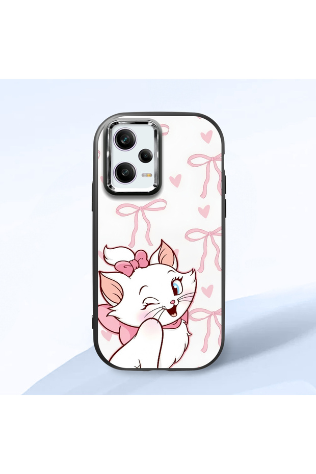 Redmi Note 12 Pro 5g Compatible Case Camera Protective Black Cartoon Patterned Silicone Lover Couple Phone Case