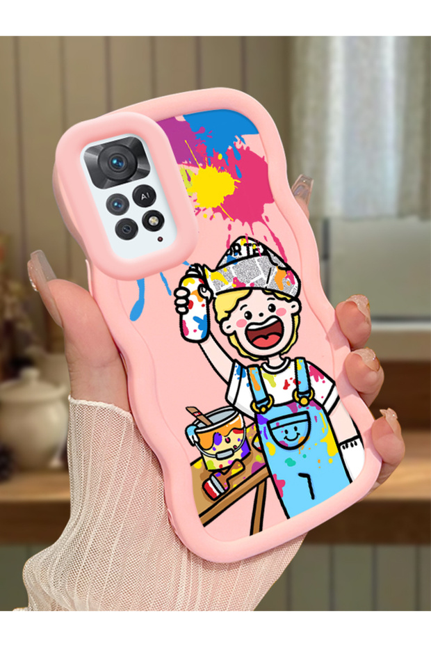 Redmi Note 11 Pro 5g Compatible Case Camera Protective Pink Silicone Lover Couple Phone Case Cartoon Pattern