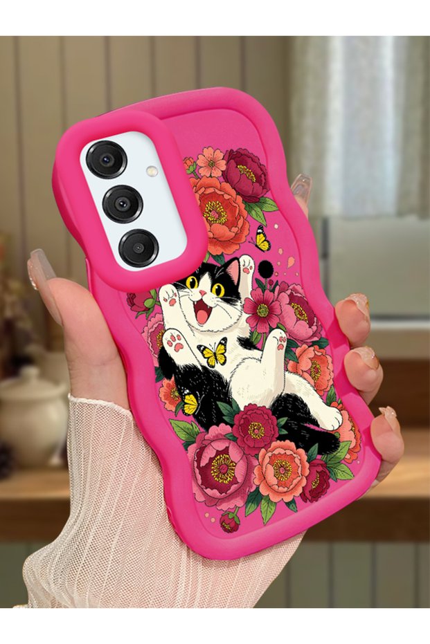 Samsung Galaxy A16 Compatible Case Camera Protective Red Silicone Lover Couple Phone Case Cat Case