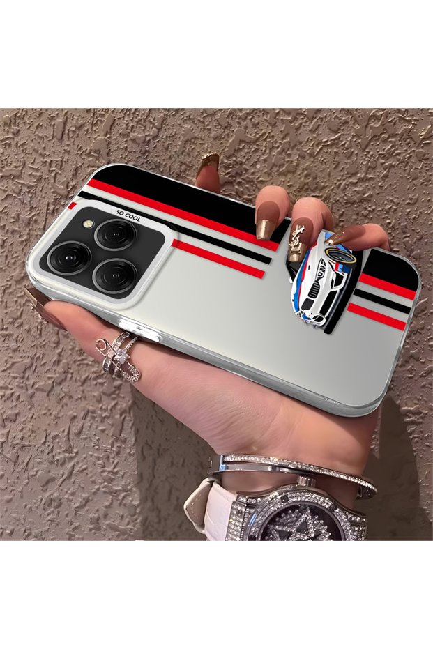 Tecno Spark 20 Pro 4G/5G Compatible Racing Car Red Black Stripe Pattern Phone Case