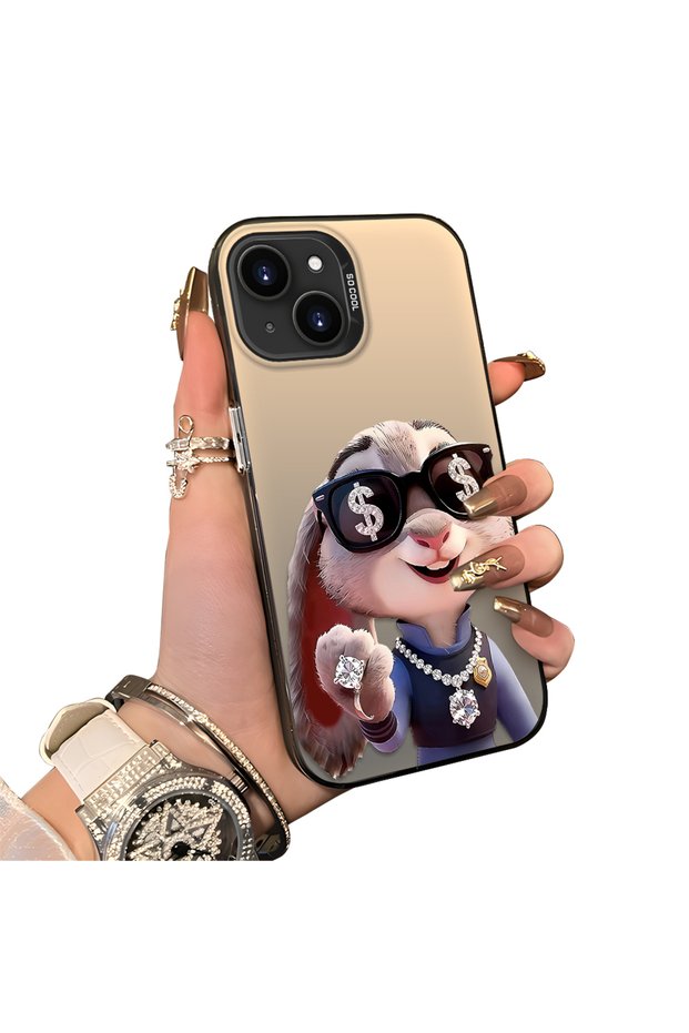 iPhone 15 Compatible Hard Acrylic Back Silicone Edge Lens Protection Double Case