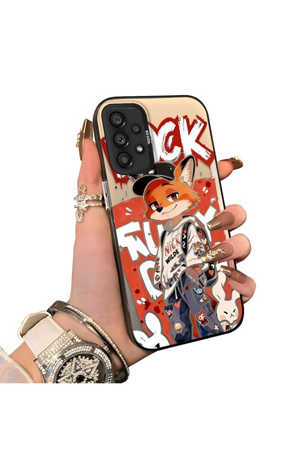 Samsung Galaxy A73 Compatible Hard Acrylic Back Silicone Edge Lens Protection Double Case