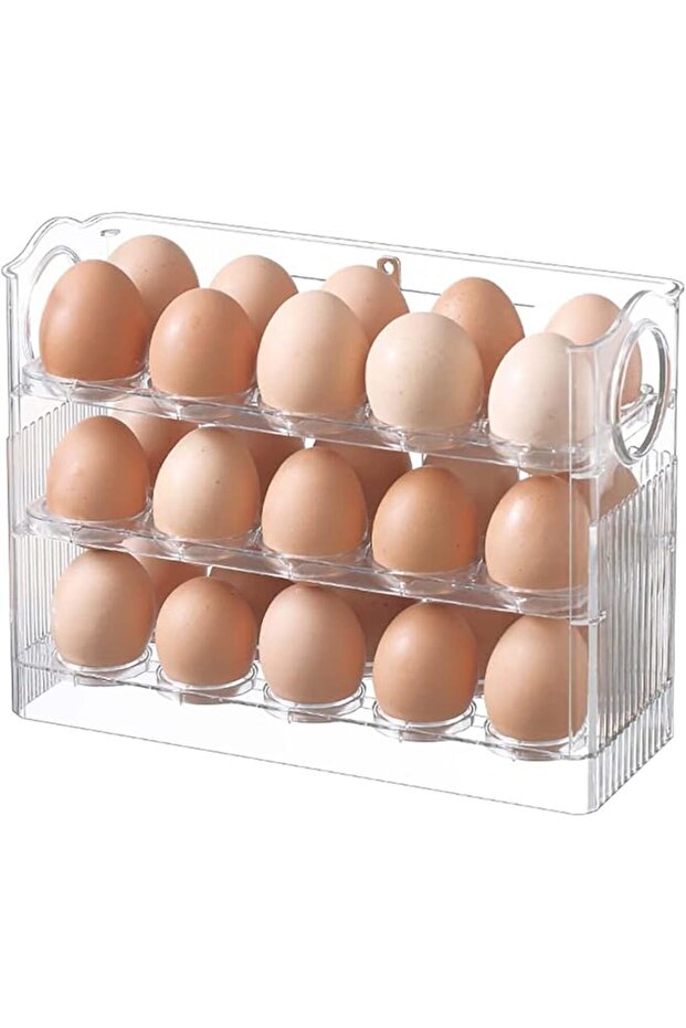 Almekaquz Egg Holder for Fridge, 3-Tier Egg Organizer, Automatic Rebound Egg Dispenser with Timers