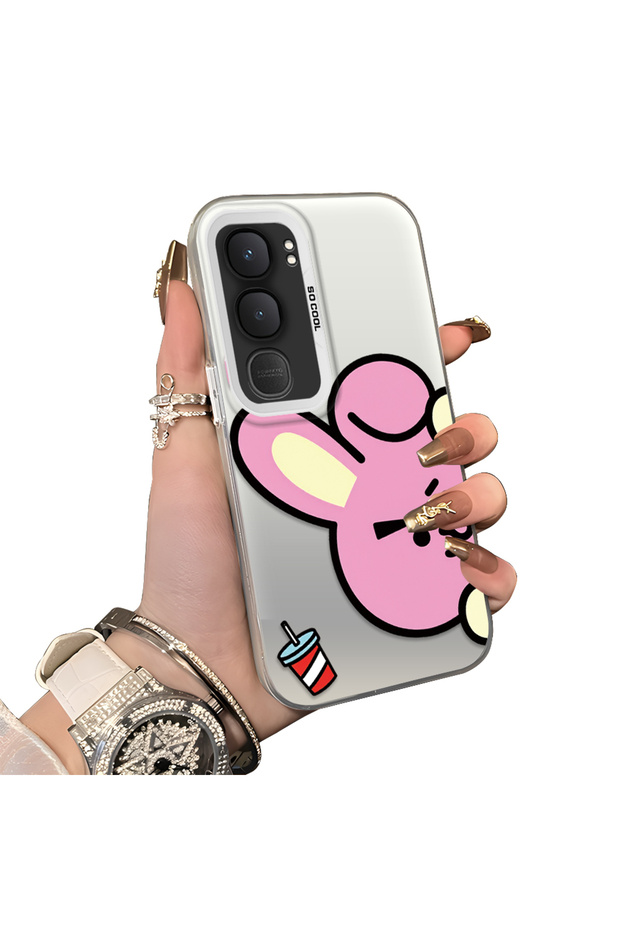 Vivo Y31/Y21D Compatible Hard Acrylic Back Silicone Edge Lens Protection Double Case