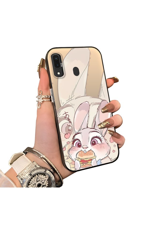 Samsung Galaxy A30/A20 Compatible Hard Acrylic Back Silicone Edge Lens Protection Double Case
