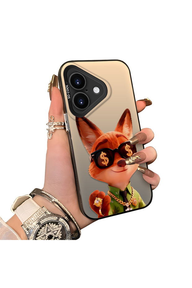 iPhone 16 Compatible Hard Acrylic Back Silicone Edge Lens Protection Double Case