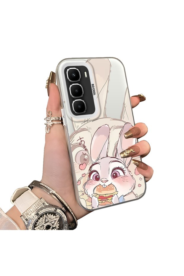 Infinix Hot 60 Pro Compatible Hard Acrylic Back Silicone Edge Lens Protection Double Case