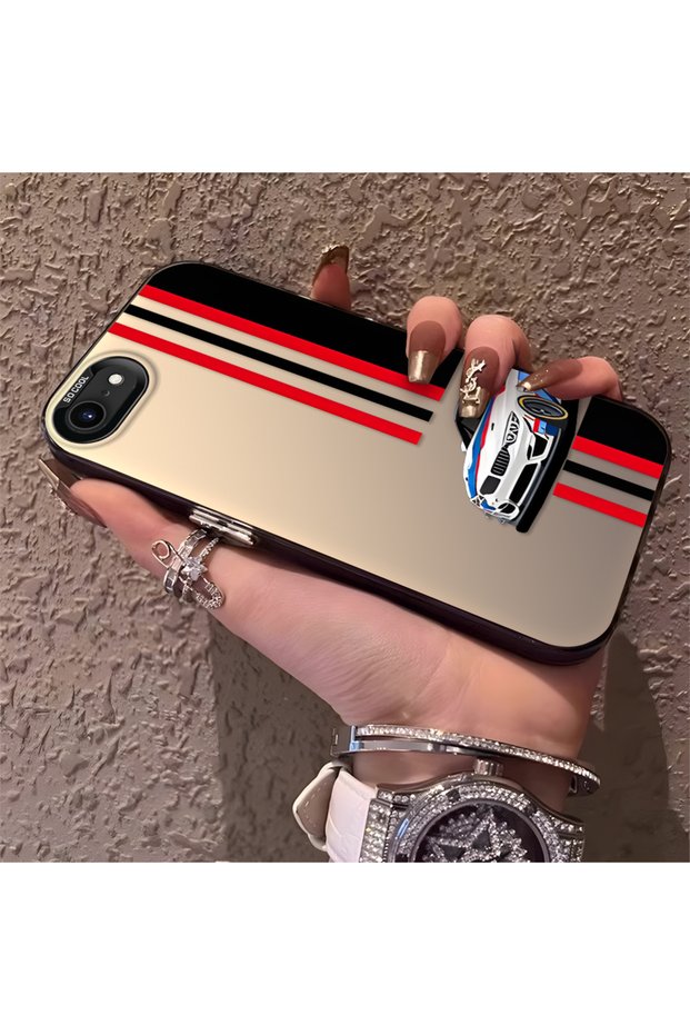 Race Car Red Black Stripe Pattern Phone Case Compatible with iPhone 7/8/Se 2020 2022