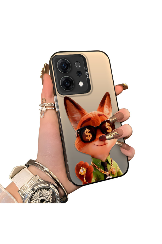 Oppo Reno 14/14F Compatible Hard Acrylic Back Silicone Edge Lens Protection Dual Case