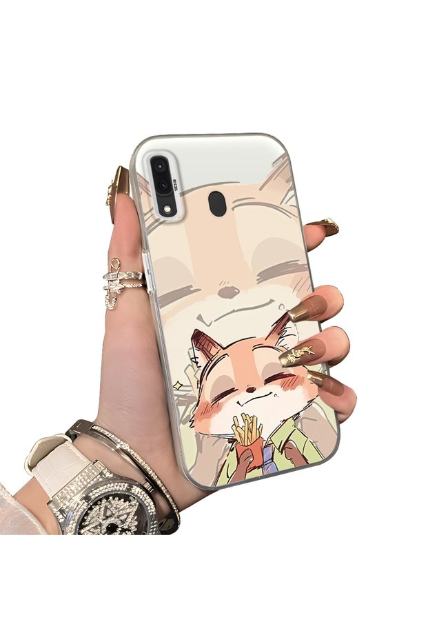 Samsung Galaxy A30/A20 Compatible Hard Acrylic Back Silicone Edge Lens Protection Double Case