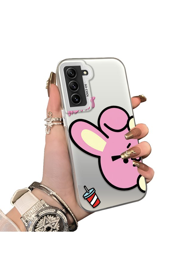 Samsung Galaxy S21 Fe Compatible Hard Acrylic Back Silicone Edge Lens Protection Double Case