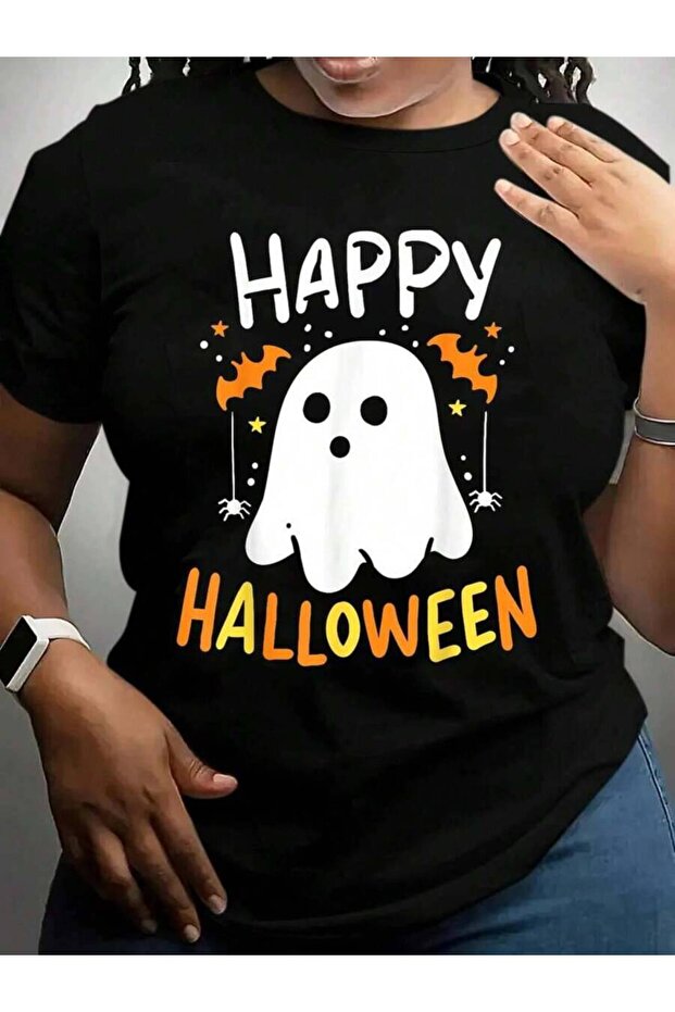 تي شيرت بطباعة شبح الهالوين باللون الأسود من Trick Or Treat Ghost
