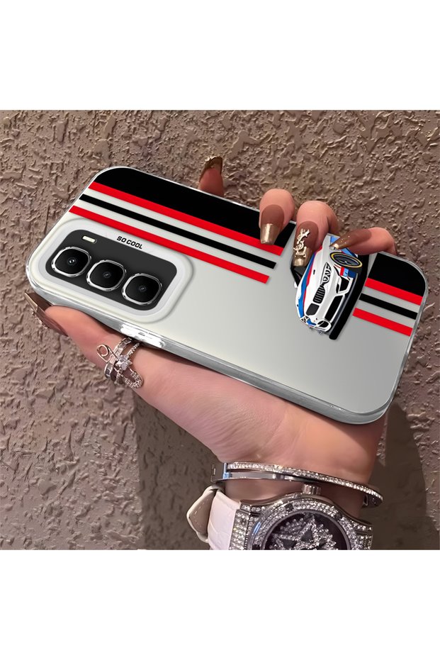 Infinix Hot 60 Pro Compatible Racing Car Red Black Stripe Pattern Phone Case